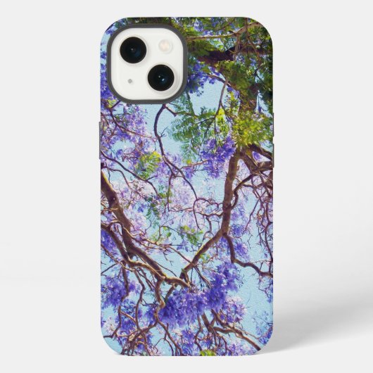 紫のジャカランダの木の油絵,iPhone 13 カバー (裏面)