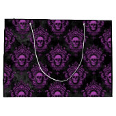 紫のスカルとゴシックグレー ラージペーパーバッグ (裏面)