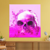 紫のスカルイン水 キャンバスプリント (インサイチュ (リビング))