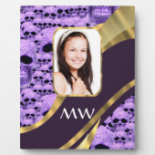 紫のスカルコラージュ フォトプラーク (正面)