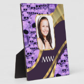 紫のスカルコラージュ フォトプラーク (側面)