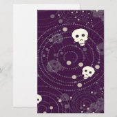 紫のスカルシルエットパターン 便箋 (正面/裏面)