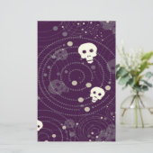 紫のスカルシルエットパターン 便箋 (スタンド正面)
