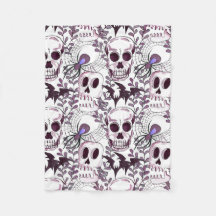 紫のスカル、こうもり、クモ