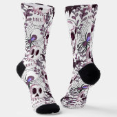 紫のスカル、こうもり、並べ替え ソックス (傾斜あり)