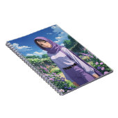 紫のスカーフを巻いたアニメの少女 ノートブック (右側)