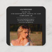 紫のスキャン可能なバーコードQRコード写真  スクエア名刺 (裏面)