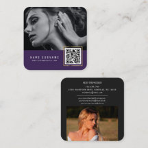 紫のスキャン可能なバーコードQRコード写真 