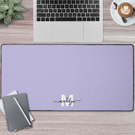 紫のスクリプト名モノグラム デスクマット