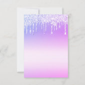 紫のスクリプト滴下グリッター女の子の赤ちゃんシャワー 招待状 (裏面)