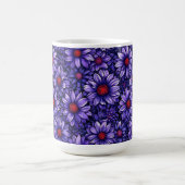紫のスタイリッシュな花柄 コーヒーマグカップ (中央)