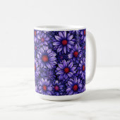 紫のスタイリッシュな花柄 コーヒーマグカップ (正面右)