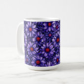 紫のスタイリッシュな花柄 コーヒーマグカップ (正面左)
