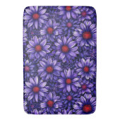 紫のスタイリッシュな花柄 バスマット (正面縦)