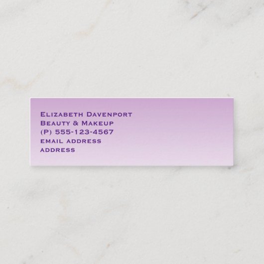 紫のスタイリッシュグラデーションにピンクと黒のまつげ スキニー名刺 (裏面)