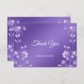 紫のスタイリッシュフローラサンキューカード サンキューカード (正面/裏面)