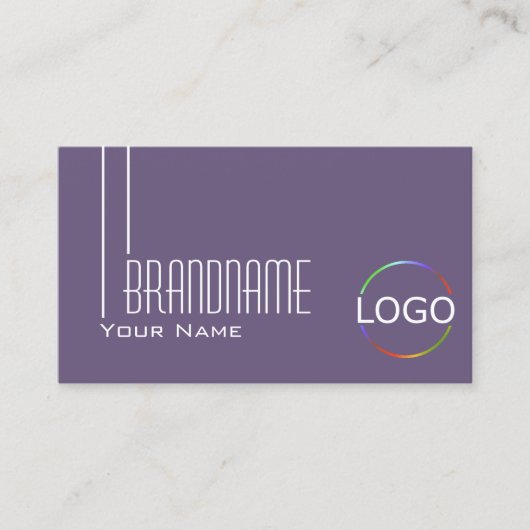 紫のスタイリッシュ薄紫(ロゴと写真ありモダン) 名刺 (正面)