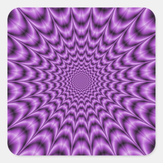 紫のステッカーの爆発的なくもの巣 スクエアシール (正面)