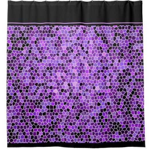 紫のステンドグラスのシャワーカーテン シャワーカーテン (正面)