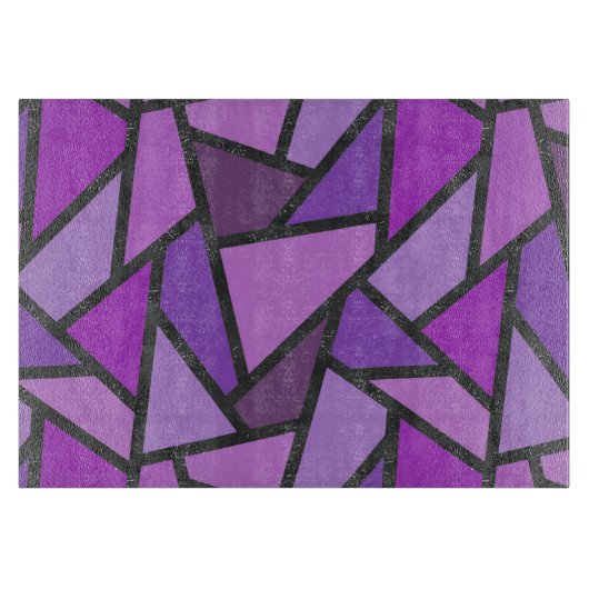 紫のステンドグラス模様の色合い カッティングボード (正面)