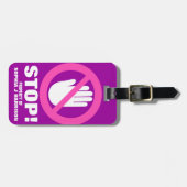 紫のストップピンクの女の子の名前の荷物タグをオフ ラゲッジタグ (正面横)