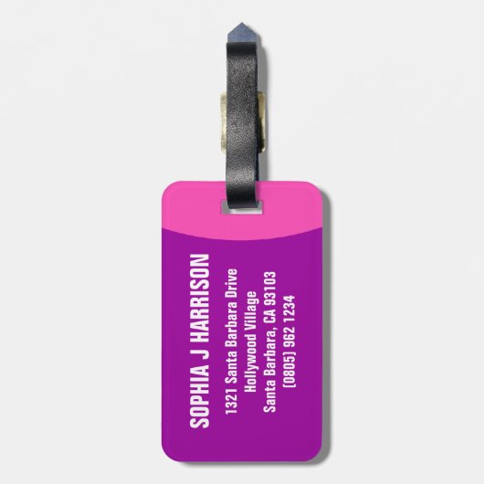 紫のストップピンクの女の子の名前の荷物タグをオフ ラゲッジタグ (裏面縦)