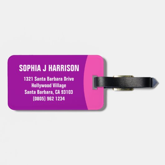 紫のストップピンクの女の子の名前の荷物タグをオフ ラゲッジタグ (裏面横)