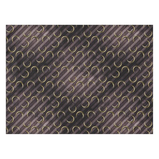 紫のストライプの金ゴールドムーン模様ゴシックヴィンテージ テーブルクロス (正面(横))