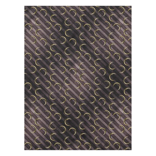 紫のストライプの金ゴールドムーン模様ゴシックヴィンテージ テーブルクロス (正面)