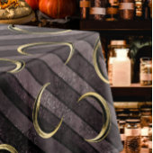 紫のストライプの金ゴールドムーン模様ゴシックヴィンテージ テーブルクロス