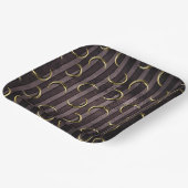 紫のストライプの金ゴールドムーン模様ゴシックヴィンテージ ペーパープレート (傾斜あり)