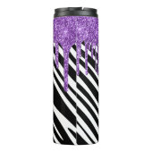 紫のストライプグリッタードリップ付きゼブラ模様 タンブラー (裏面)