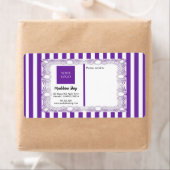 紫のストライプフレームとロゴ ラベル (インサイチュ)