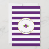 紫のストライプ紫色の紫色のパンジーフローラ赤ちゃんシャワー 招待状 (裏面)