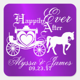 紫のストーリーブックキャリッジ スクエアシール