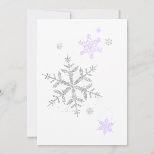 紫のスノーフレーク赤ちゃんシャワー 招待状 (裏面)