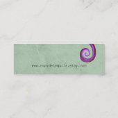 紫のスパイラルの黒板ヴィンテージ スキニー名刺 (裏面)