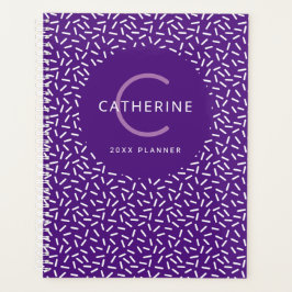 紫のスプモダンリンクルパターンモノグラム名プラン プランナー手帳