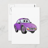 紫のスポーツカーアニメ ポストカード (正面/裏面)