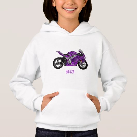 紫のスポーツバイクの漫画 (正面)