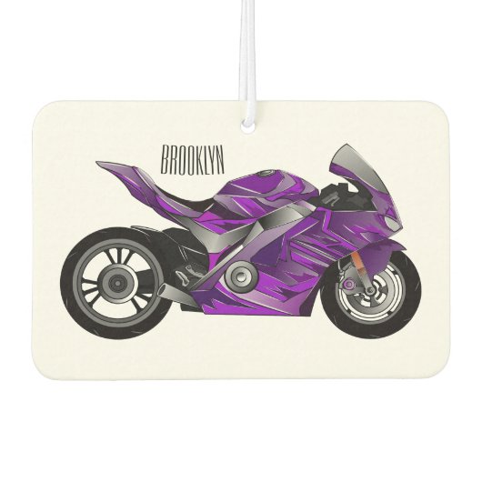 紫のスポーツバイクの漫画 カーエアーフレッシュナー (正面)