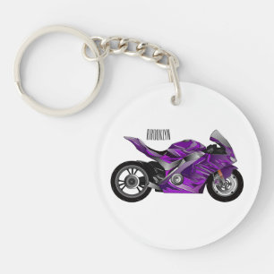 紫のスポーツバイクの漫画 キーホルダー
