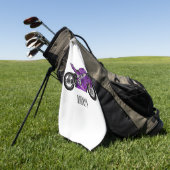 紫のスポーツバイクの漫画 ゴルフタオル (グリーン)