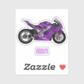紫のスポーツバイクの漫画 シール (シート)