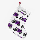 紫のスポーツバイクの漫画 スモールクリスマスストッキング (正面 (吊り時))