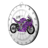 紫のスポーツバイクの漫画 ダーツボード (正面右)