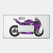 紫のスポーツバイクの漫画 デスクマット (キーボード&マウス)