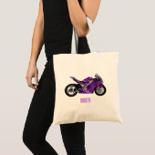 紫のスポーツバイクの漫画 トートバッグ (正面(商品))