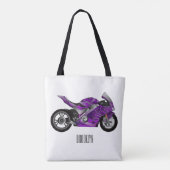 紫のスポーツバイクの漫画 トートバッグ (裏面)