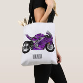 紫のスポーツバイクの漫画 トートバッグ (クローズアップ)